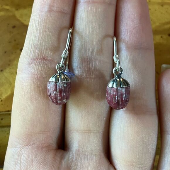 Norwegian Thulite Sterling Silver Earrings - Picture 6 of 8